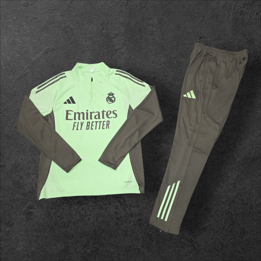Real Madrid lime half zip training suit